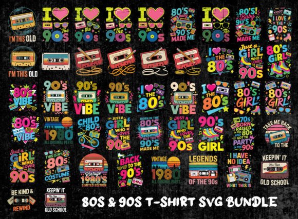 Download Retro 80s &amp; 90s Quotes Shirt SVG Bundle - Quotes Collection