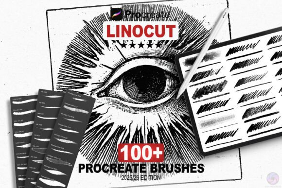 Download 100+ Linocut &amp; Woodcut Procreate Brushes - Procreate Collection